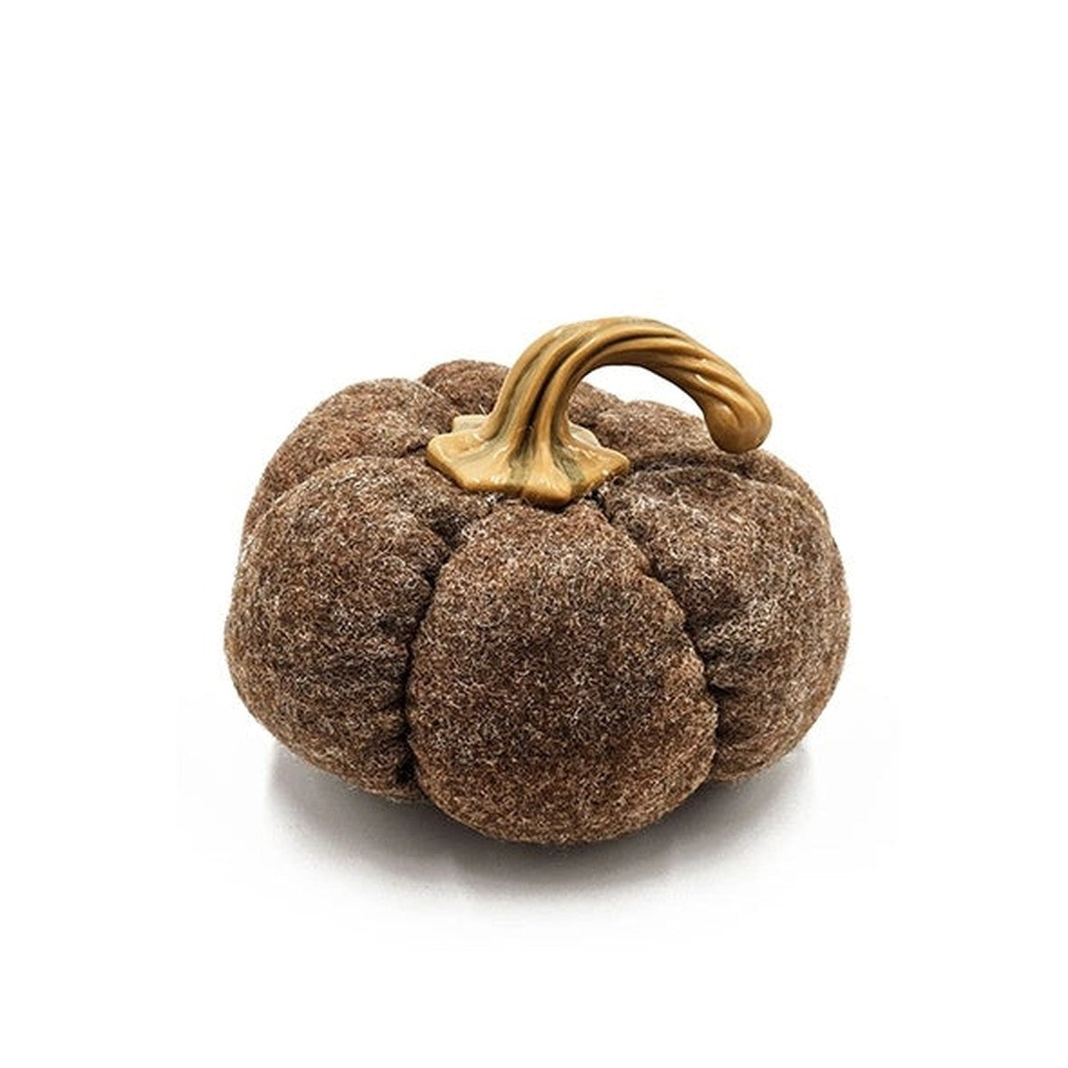 Velvet-Look Fabric Pumpkins — Set of 3, Brown