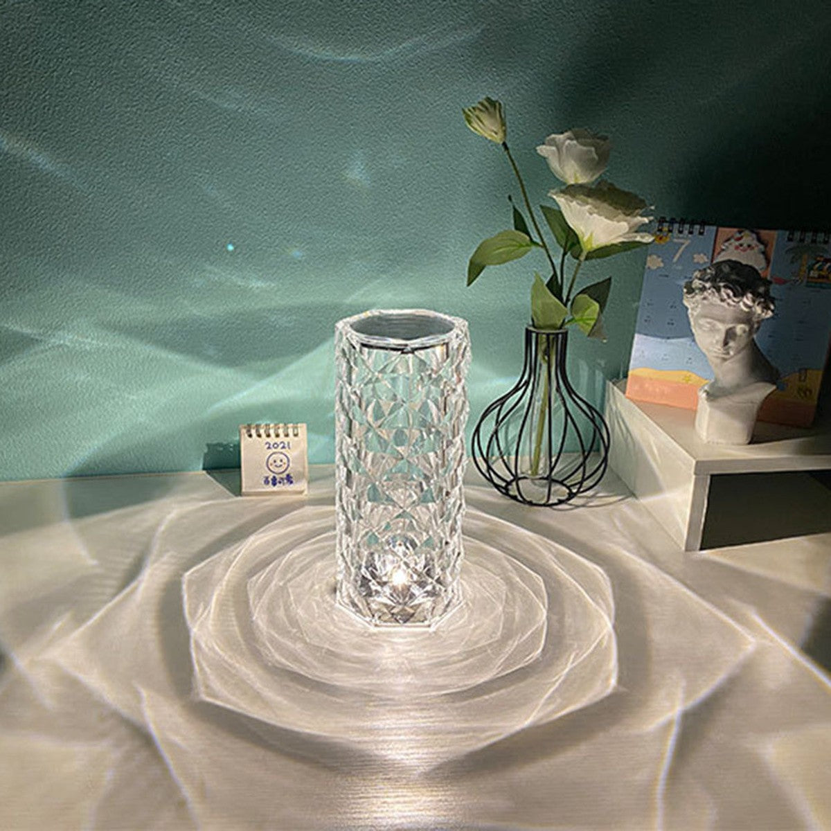 Crystal Touch Lamp — Diamond-Cut Acrylic, Dimmable