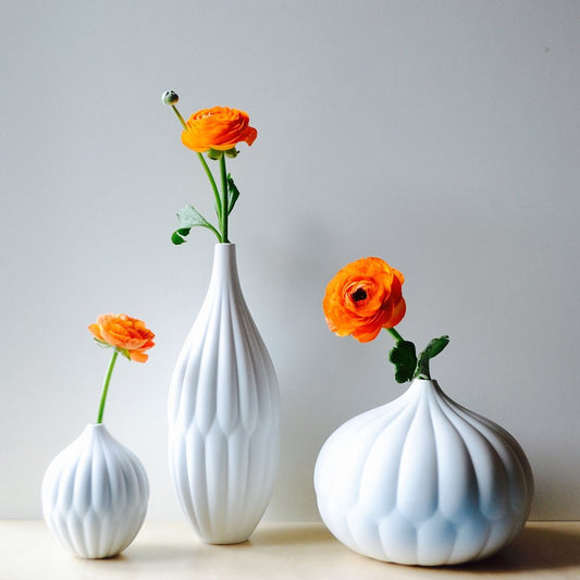 Textured Porcelain Bud Vases — Set of 3