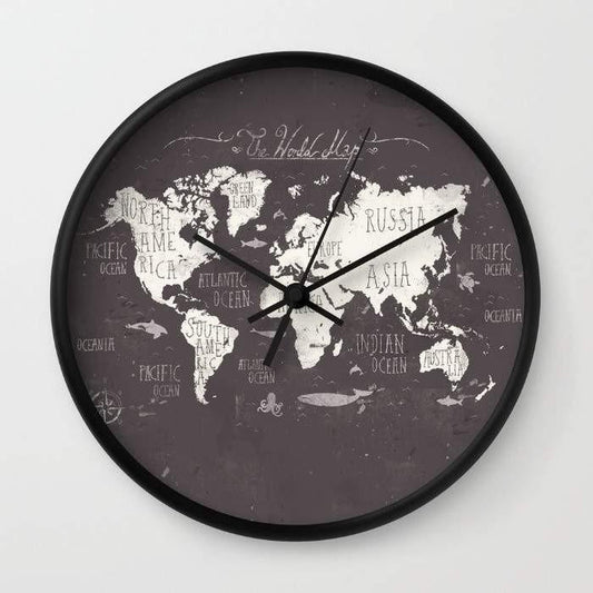 World Map Wall Clock — 10"