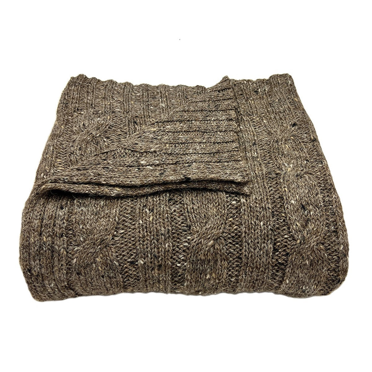Cable Knit Alpaca Throw — Mocha