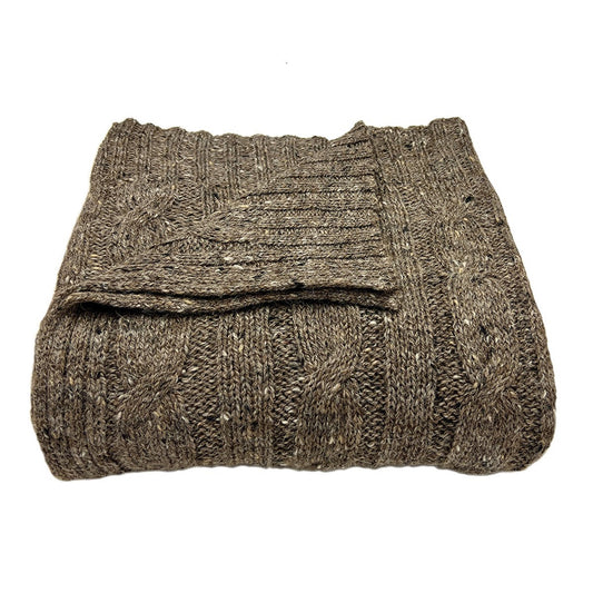 Cable Knit Alpaca Throw — Mocha