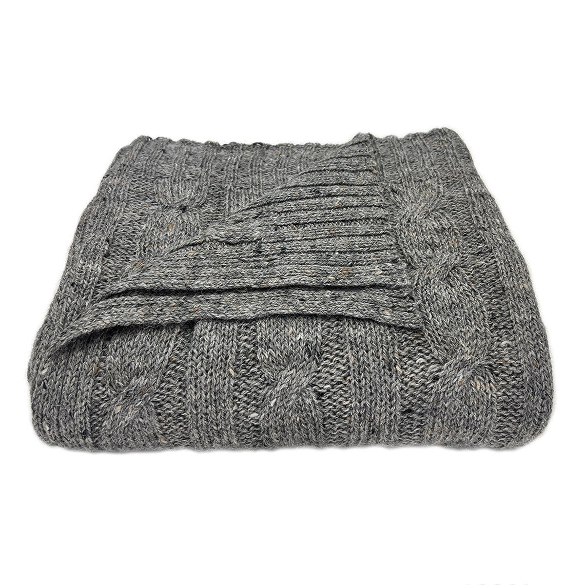 Cable Knit Alpaca Throw — Smoke Gray