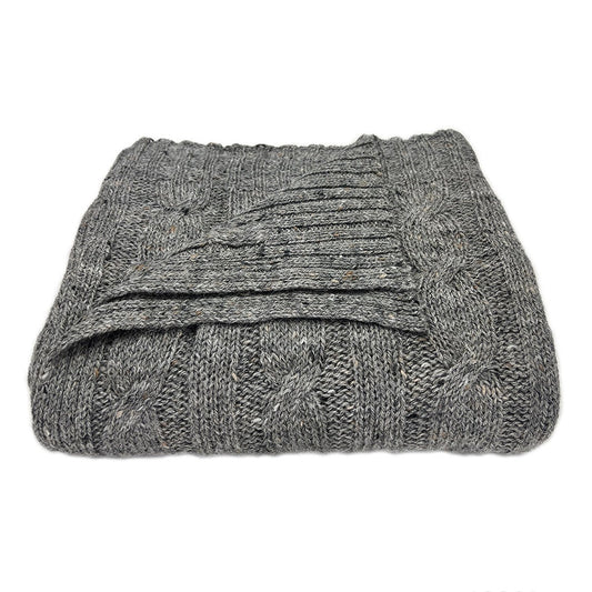 Cable Knit Alpaca Throw — Smoke Gray