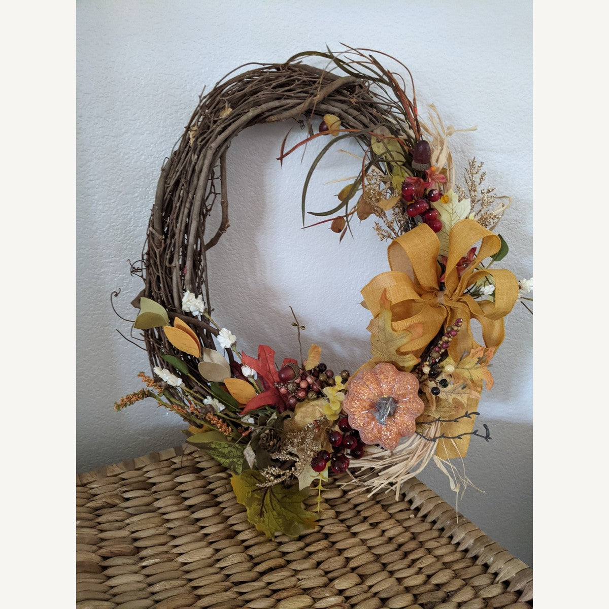 Fall Grapevine Wreath — Oval, 18"