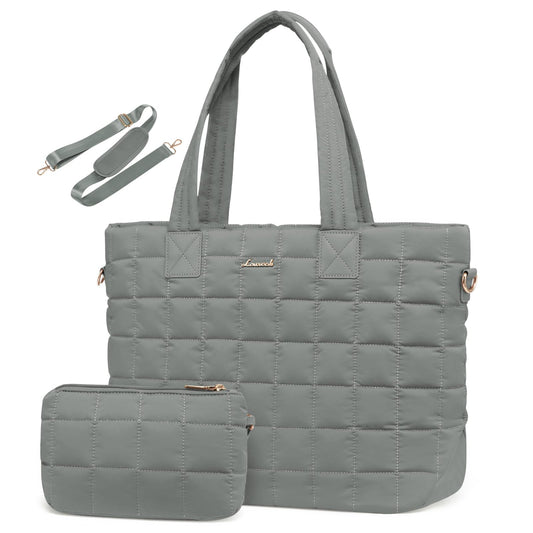 Quilted Puffer Tote — Fits a 15.6" Laptop